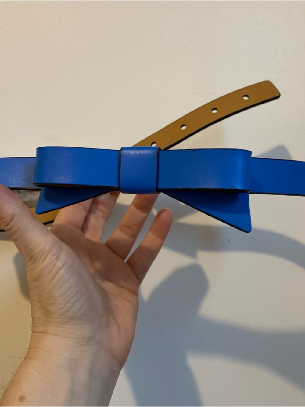 kate spade blue Bow belt with gold-tone hardware